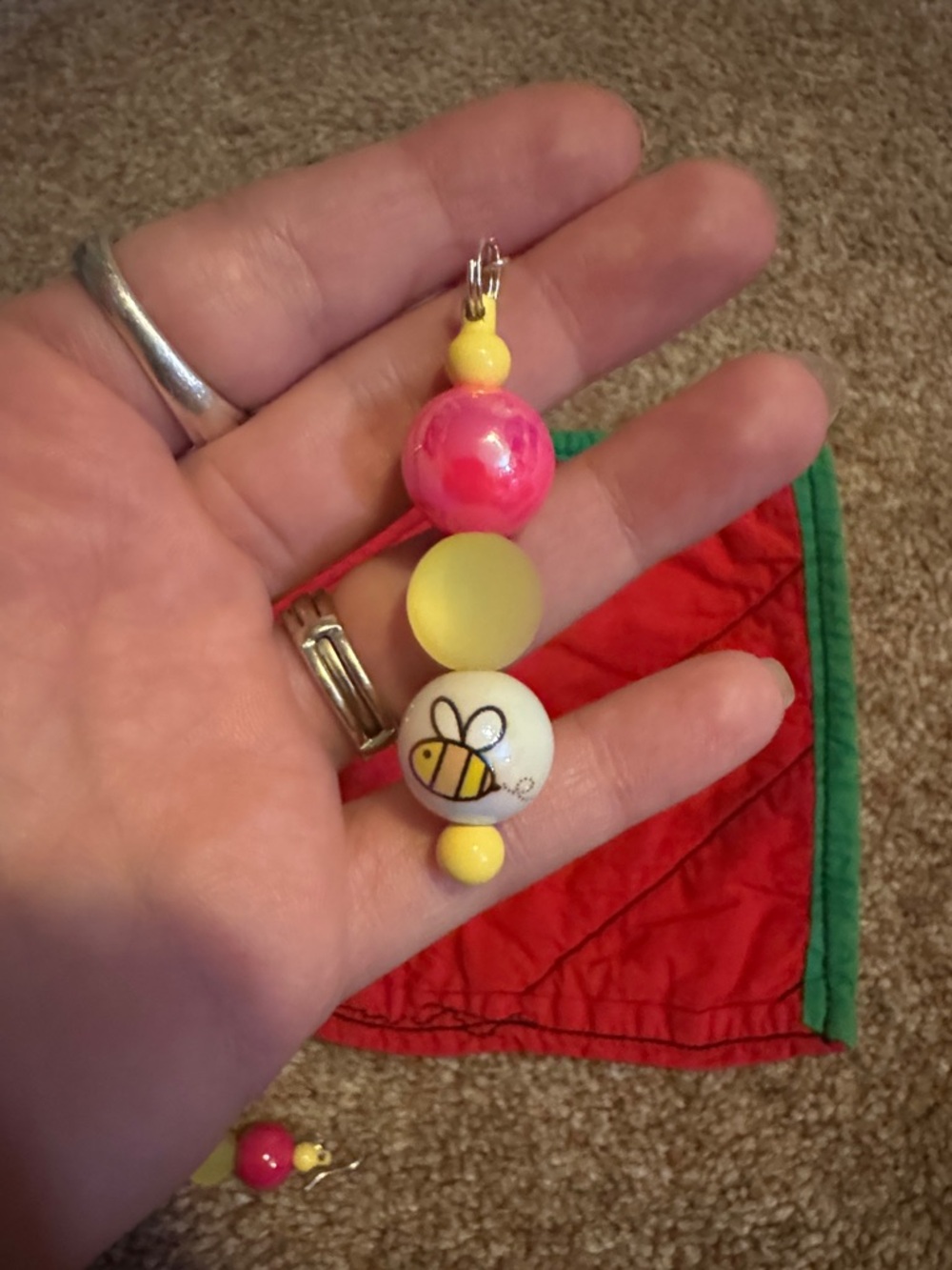 Hand made cute Winnie the Pooh and bumble bee dangle earrings - Picture 3 of 4